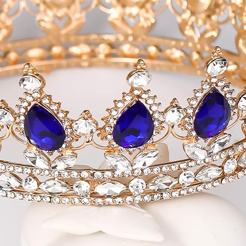 Miniatura 6 de FORSEVEN Corona de reina con diamantes de imitación, coronas y tiaras de boda para mujer, accesorios para el cabello, corona de cumpleaños de