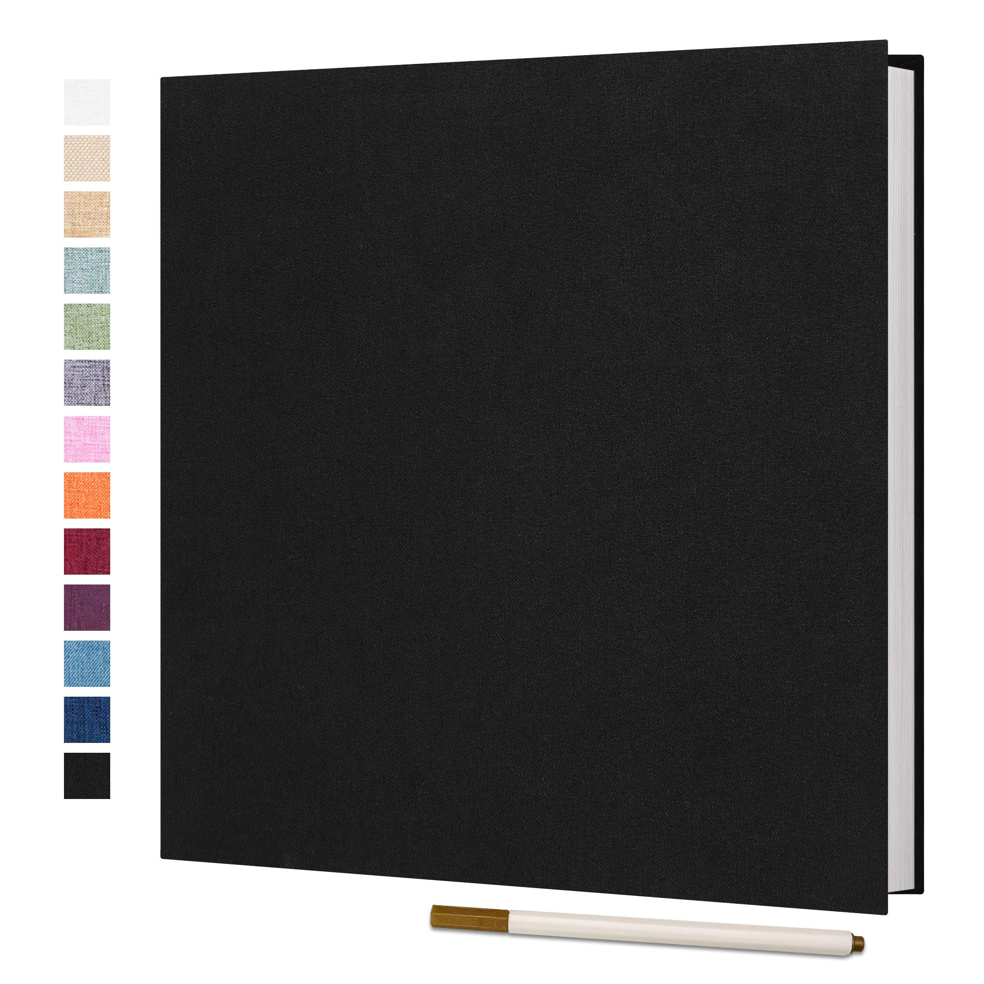 Vienrose Adhesive Photo Album Scrapbooking 40 Pages Bound Linen 33 x 32 cm with Metallic Pen for Weddings, Babies, Family, Travel