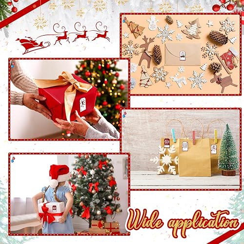Miniatura 6 de Zonon 720 etiquetas autoadhesivas de regalo de Navidad, etiquetas de papel kraft de Navidad, etiquetas de papel kraft natural, etiquetas de papel de