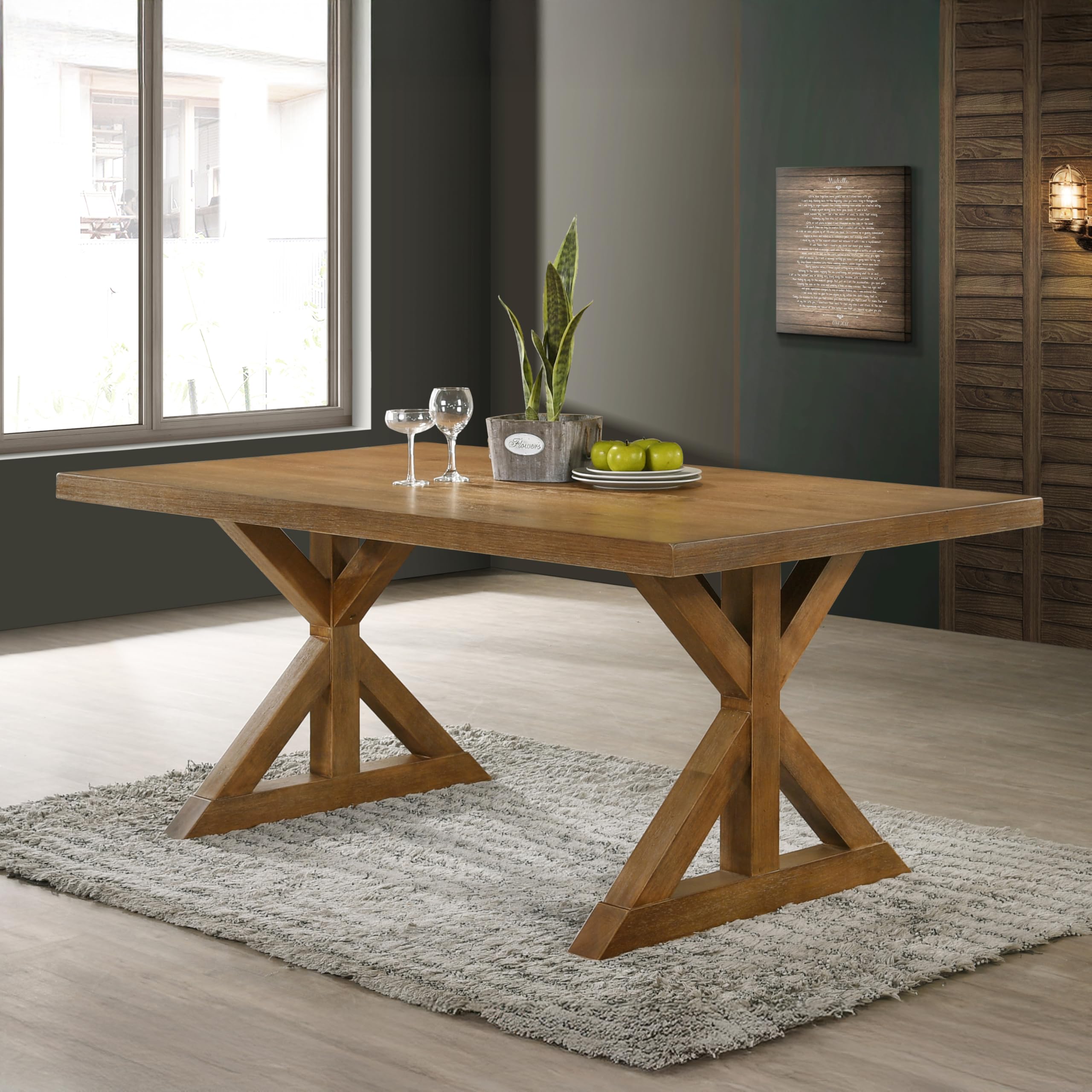 Amazon.com - Enna Morden Farmhouse Wood Trestle Dining Table