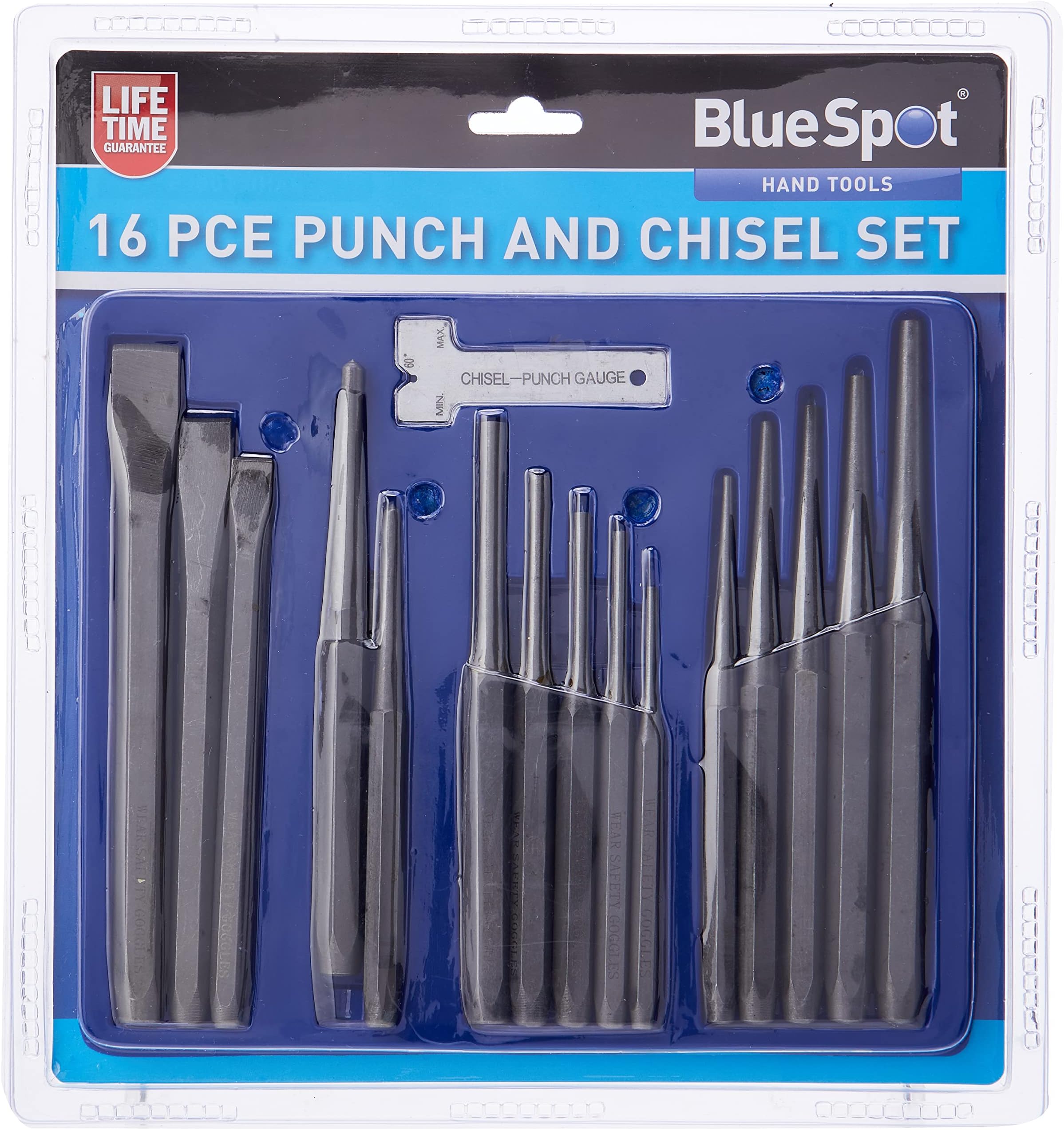 Blue Spot 22447 Punch and Chisel Set, Silver, Set of 16 Piece Amazon