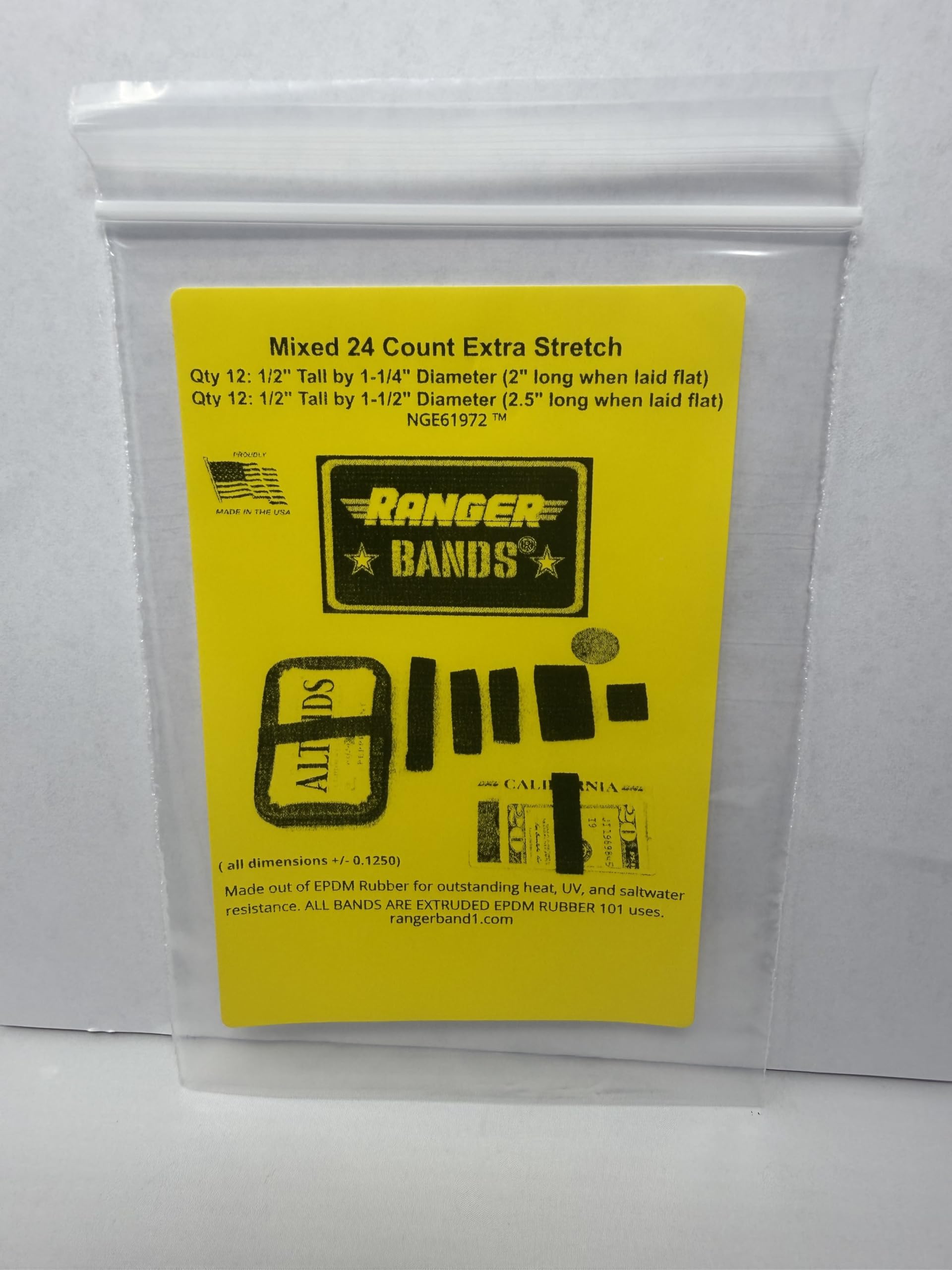 Elásticos de Goma EPDM Extra elásticos para Supervivencia, señuelo de Emergencia y flejado de Varios tamaños Made in USA Tactical Rubber Bands, Heavy Duty Rubber Bands Negro.