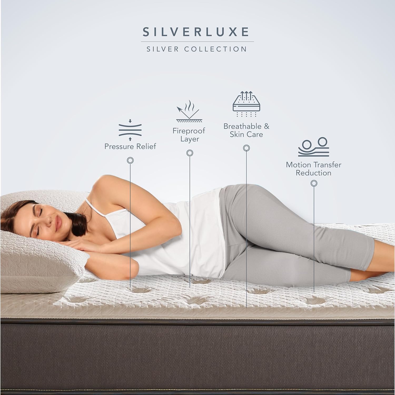 EPITEX Silverluxe Twin Mattress, 8 Inch Gel Memory Foam Twin Mattress in a Box, Individual Pocket Spring for Low Motion Transfer, Medium Firm, Gray