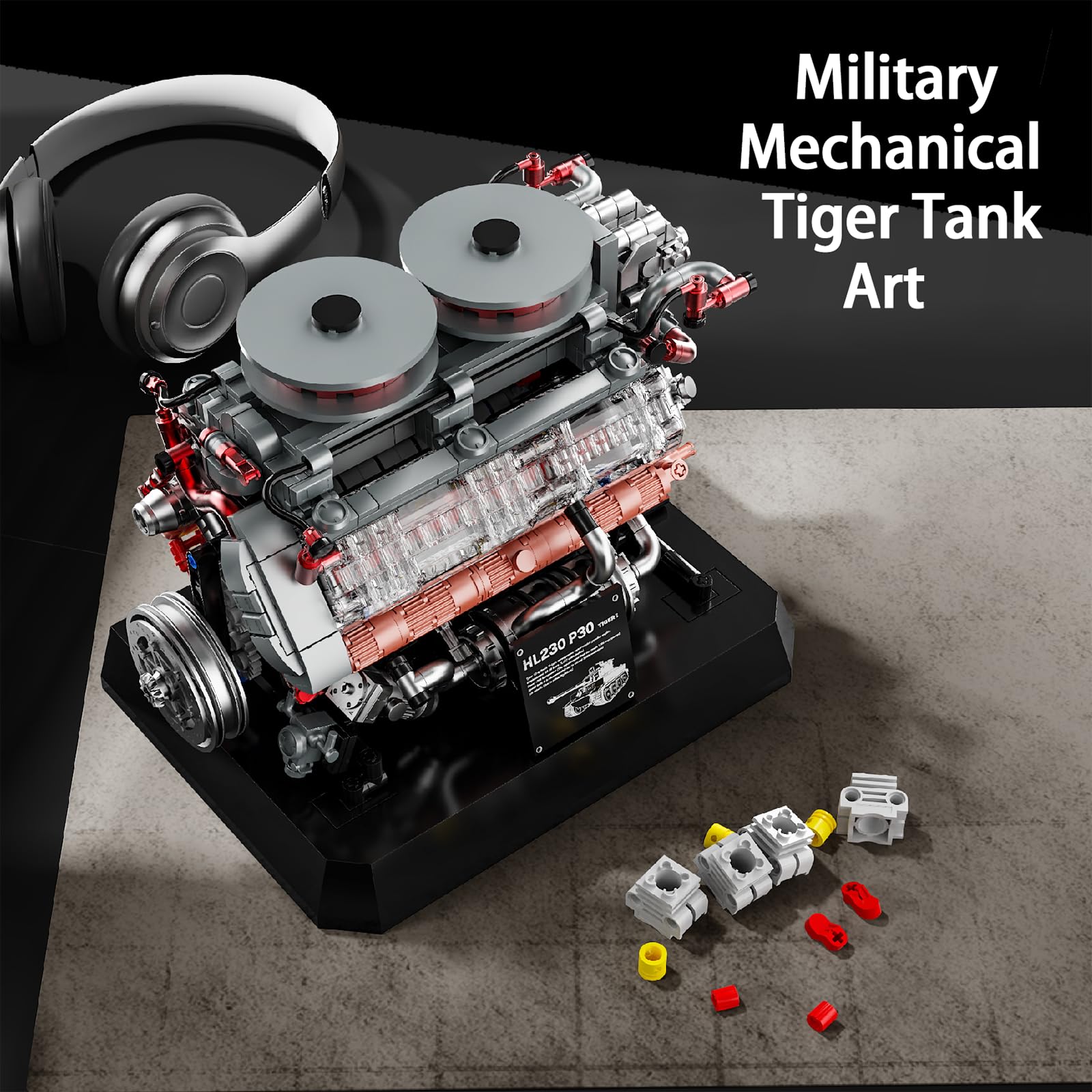 Technic Tigre Tank Moteur Jouet de Construction, Moteur de Véhicule Militaire Fonctionnel pour Adultes à Construire, MOC Projet de Loisirs Mécanique Électrique Ensembles de Construction