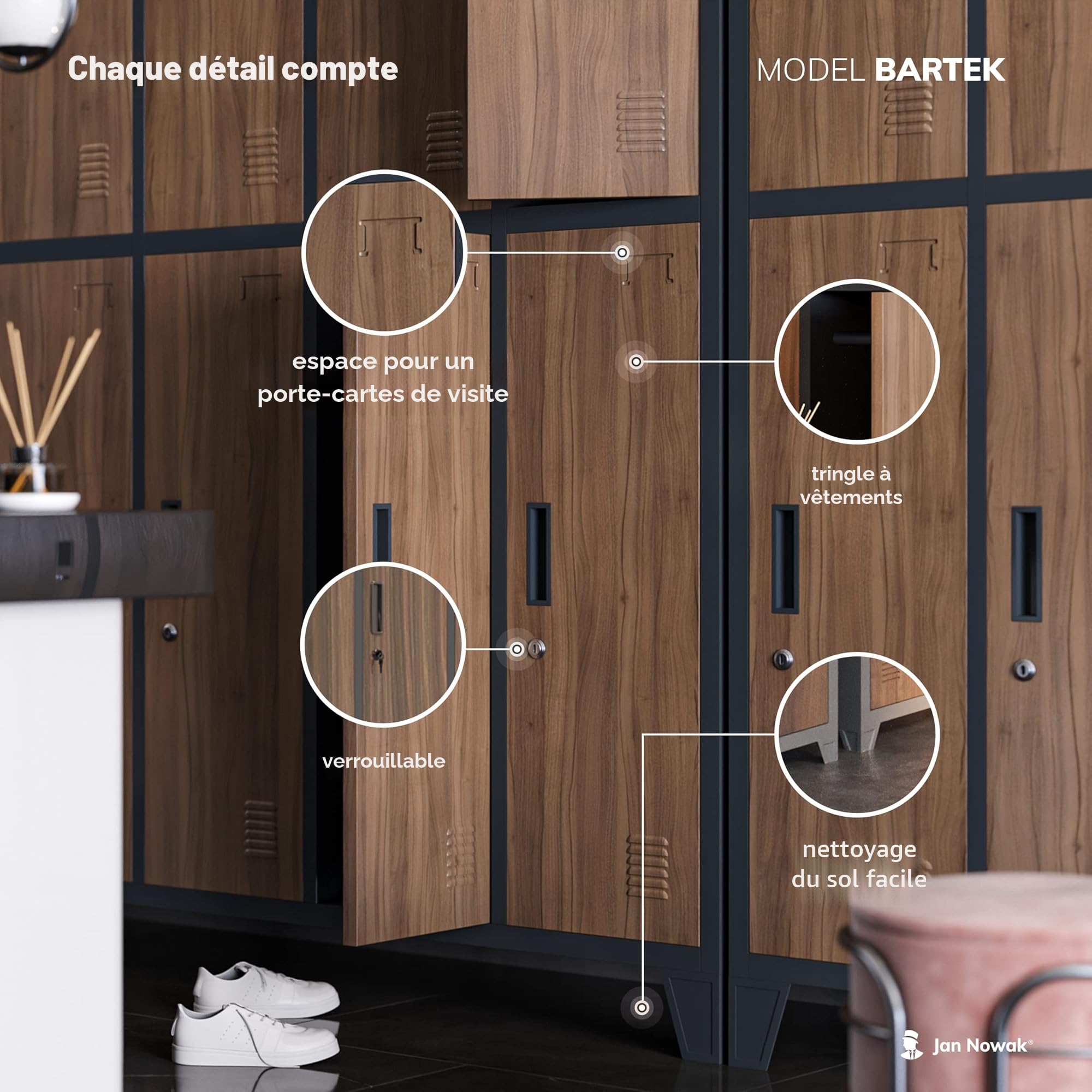 Jan Nowak Armoire Vestiaire Métallique 10 Casiers Verrouillables en Acier | Vestiaire professionnel en acier robuste, 10 casiers verrouillables avec tringle, ventilation et porte-étiquette.
