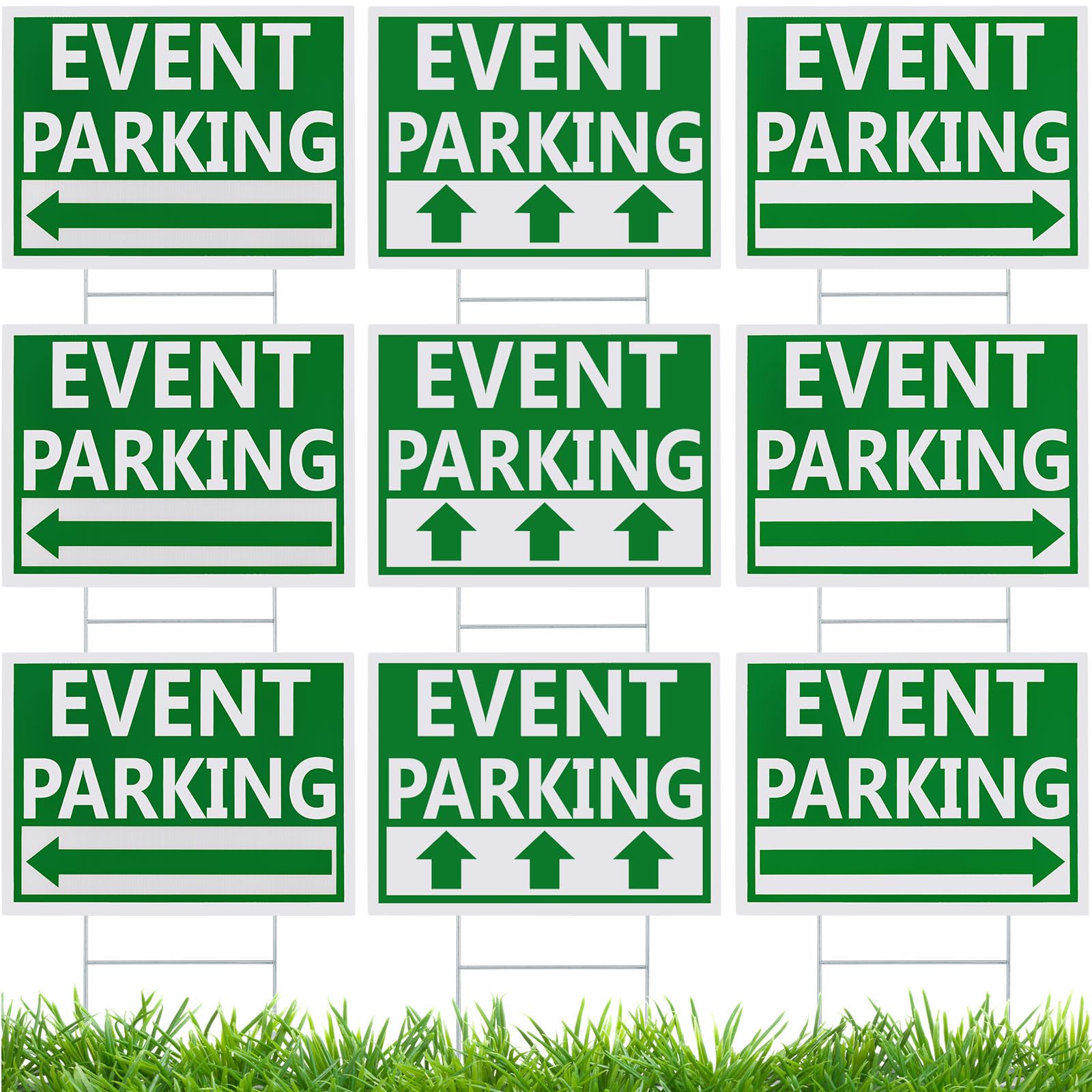 Juexica 9 Pieces 16 x 12 Inches Outdoor Event Parking Signs with Arrow Corrugated Plastic Yard Double Sided Event Signs Outdoor Directional Guest