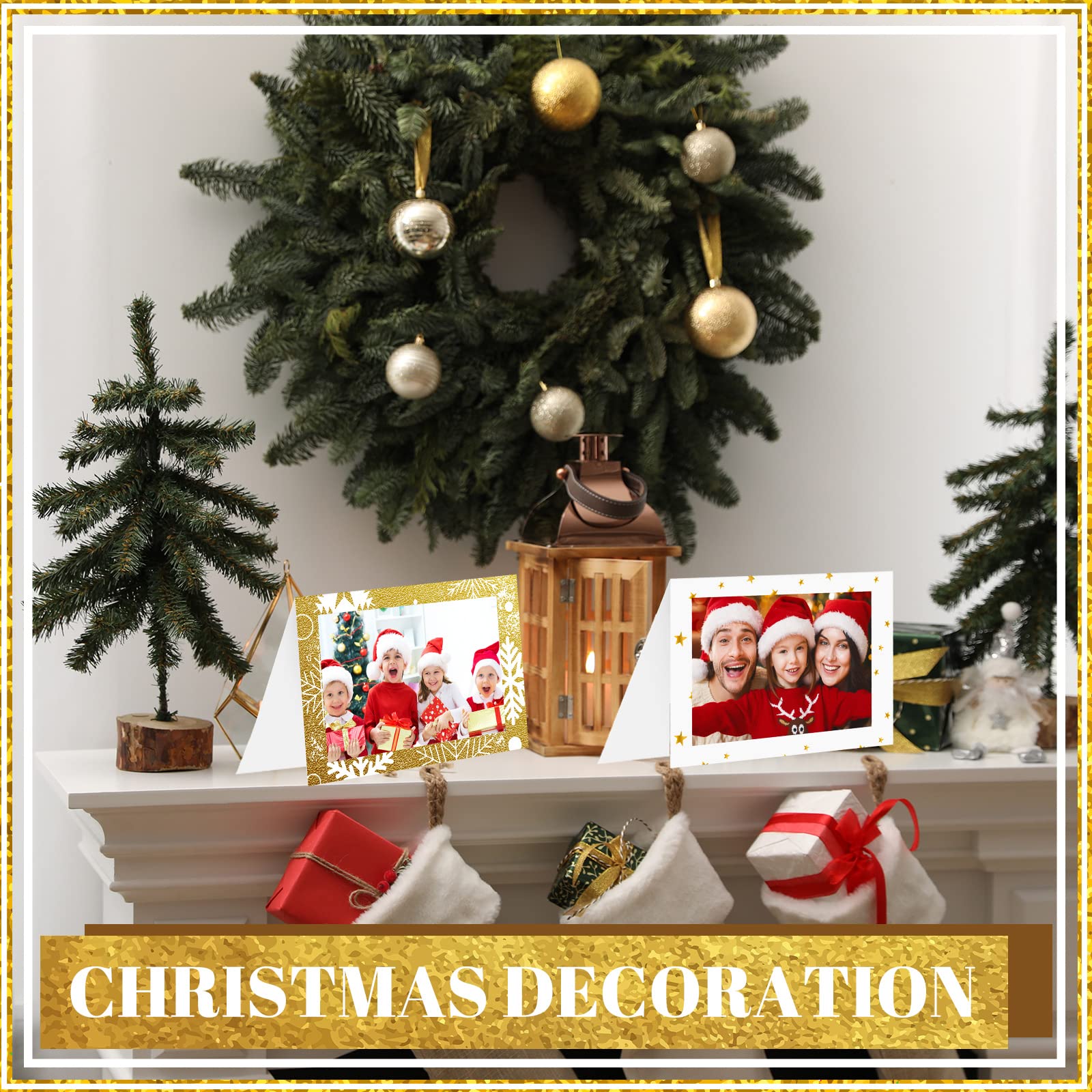 Amazon | 120枚セット クリスマスフォトフレーム グリーティングカード