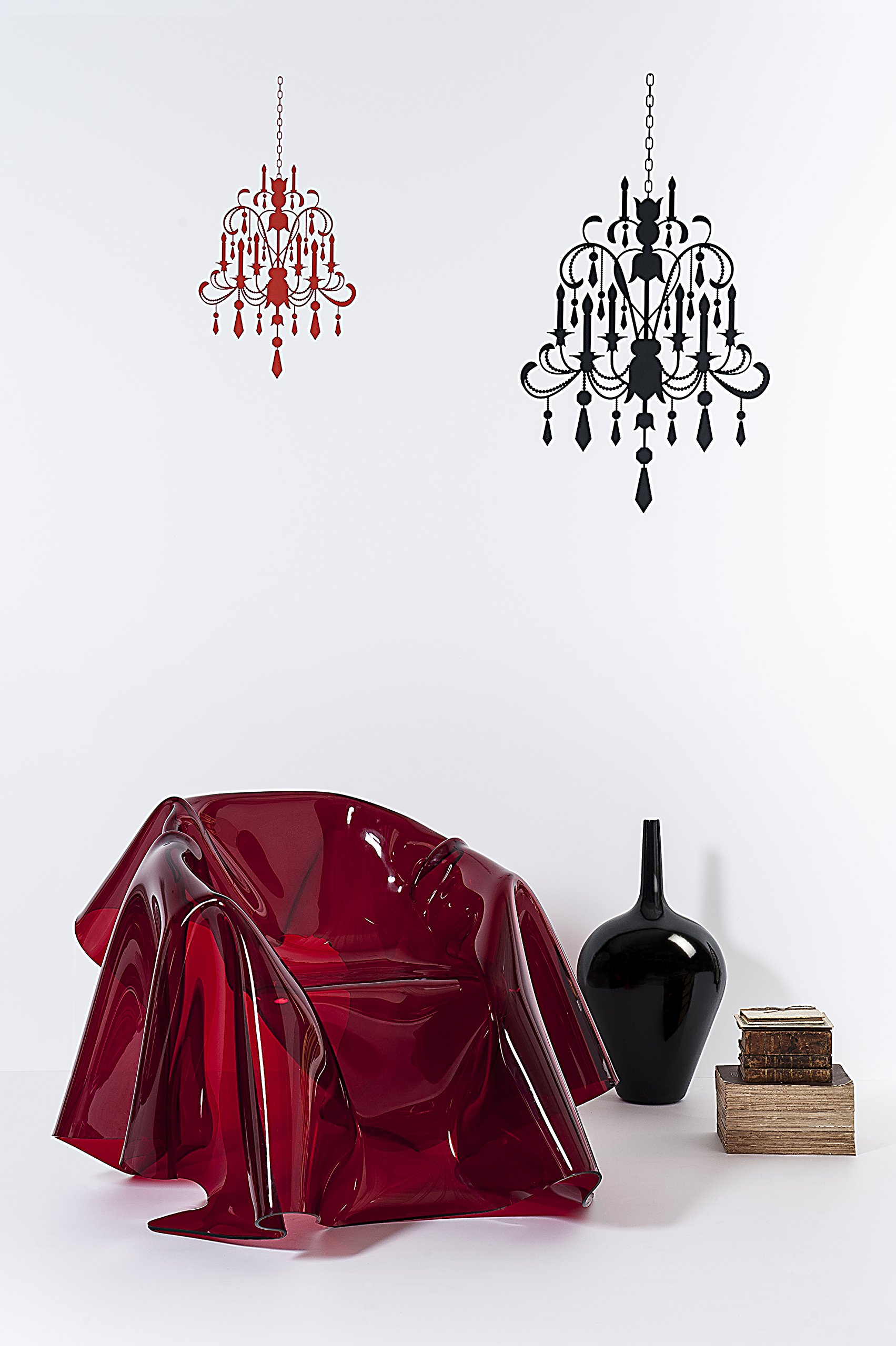 Drappeggi d'Autore Poltrona in Plexiglass Trasparente, Rosso