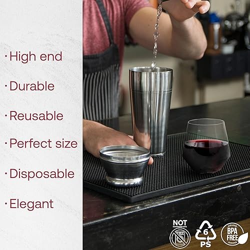 Miniatura 2 de Smarty Had A Party Copas de vino de 12 onzas – 16 copas de plástico transparente sin tallo, vasos de vino desechables irrompibles para fiestas y