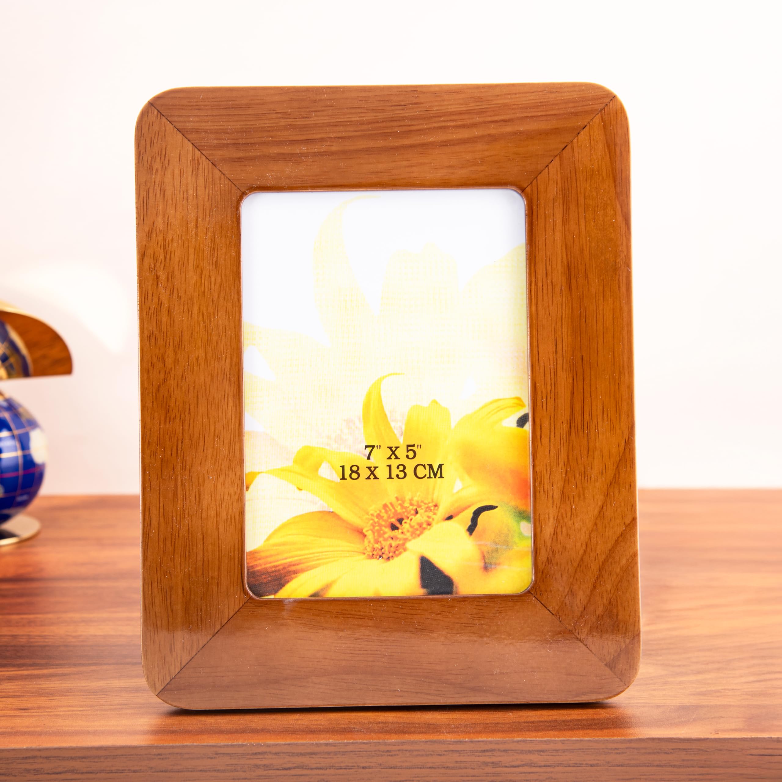 GIBOX Memory Keeper 7''x5'' Table Top Walnut Wood Glossy Finish Photo Frame Home Decor Shelves Shelfs & Gifts Item.