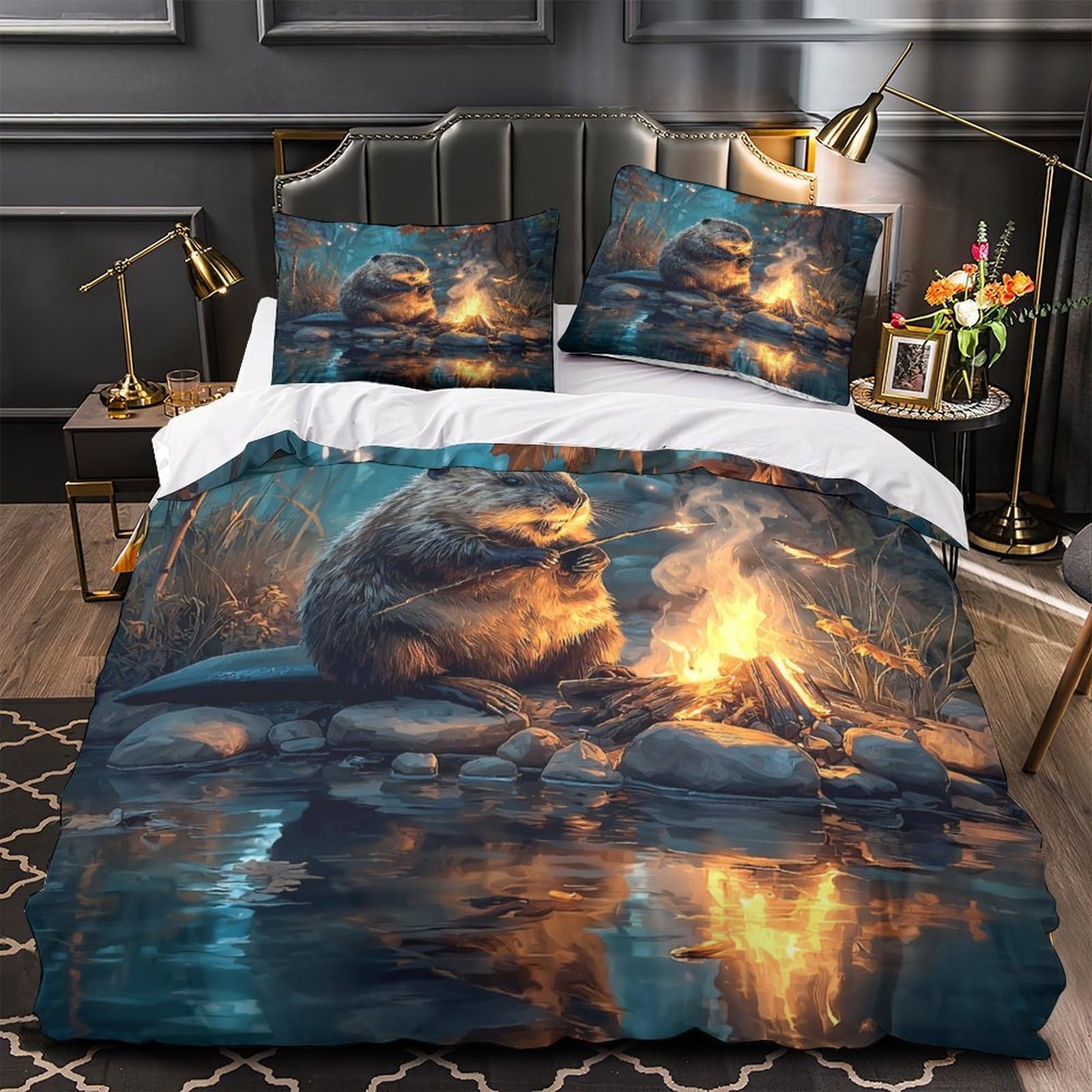 Parure de lit imprimé 3D microfibre hypoallergique 140x200