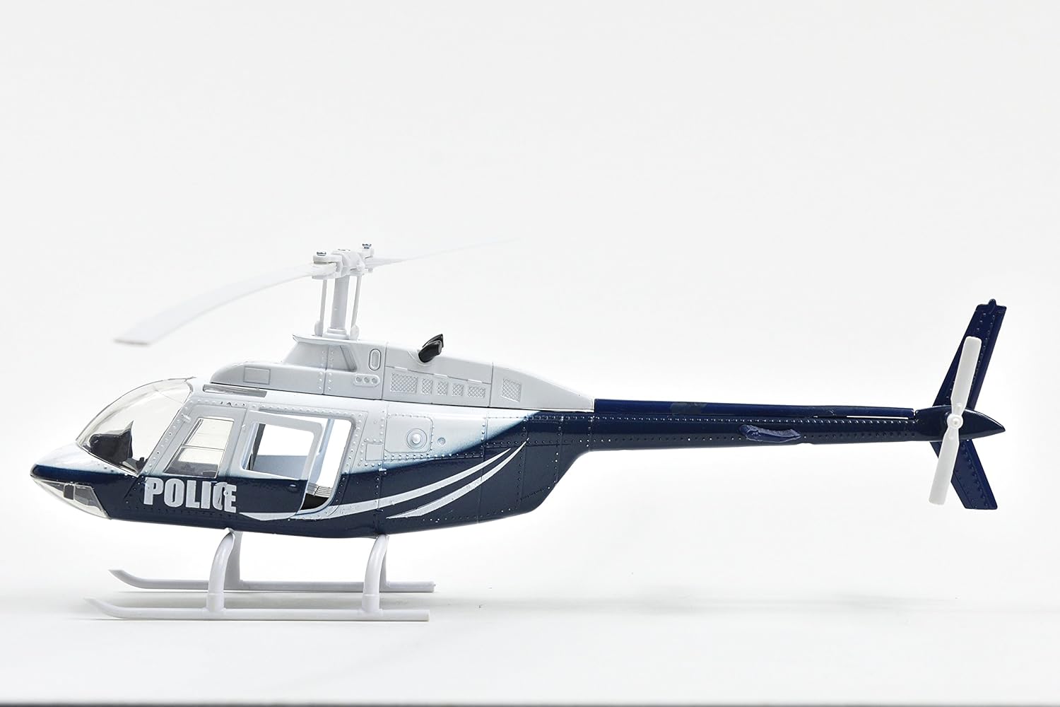 Bell 206 Helicopter Dark Blue and White Police Sky Pilot Series 1/34 Diecast Model by New Ray