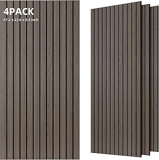 TO-TH Wood-Look Acoustic Panel, 4 Pack 47.2” x 23.6” Soundproof Wall Panels, Decorative Sound Absorbers Large Acoustic Panels for Home, Office, Basement, Walnut