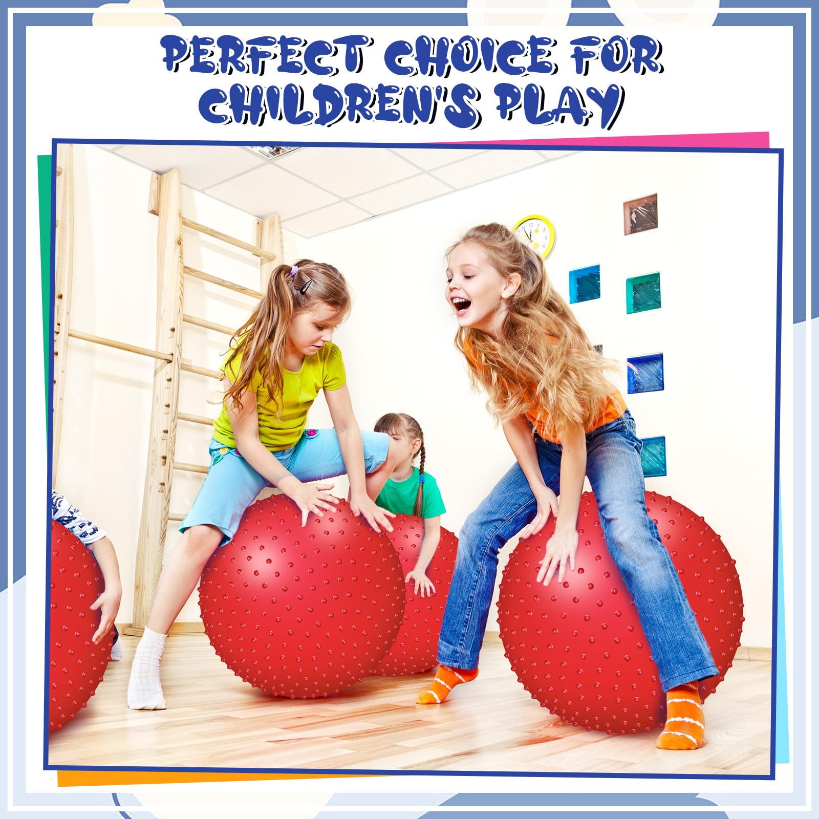 Pelota de masaje sensorial grande con picos táctiles, bolas inflables grandes de 22 pulgadas con bomba de aire para niñas y niños, al aire libre, interior, piscina, playa (rojo) 5