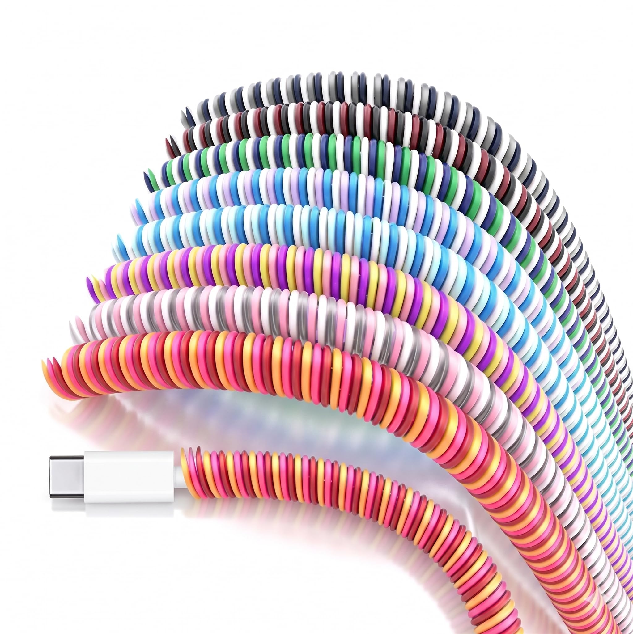 On Blow Spiral Cable Protector (3 Pcs), 2 Meters Each – Universal DIY Cord Saver & Wire Winder for iPhone, Android, USB-C Charging Cables, Earphones & Laptop Power Bricks – Multicolor