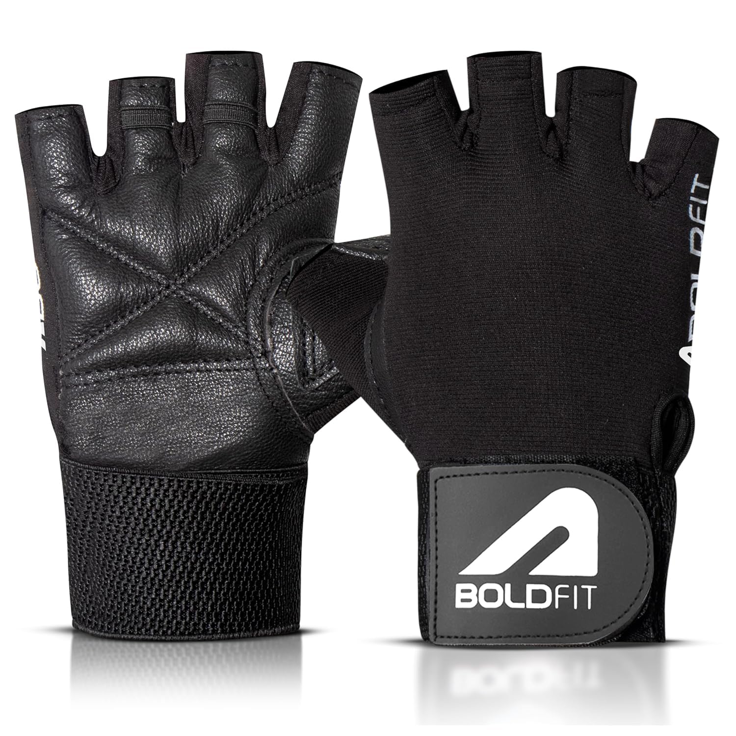 Boldfit Gym Gloves for Men Workout Unisex Hand Gloves for Gym for Men & Women with Wrist Support for Weightlifting, Workout Comfortable Fit Bike Riding, Cycling Handgloves - Warrior Black