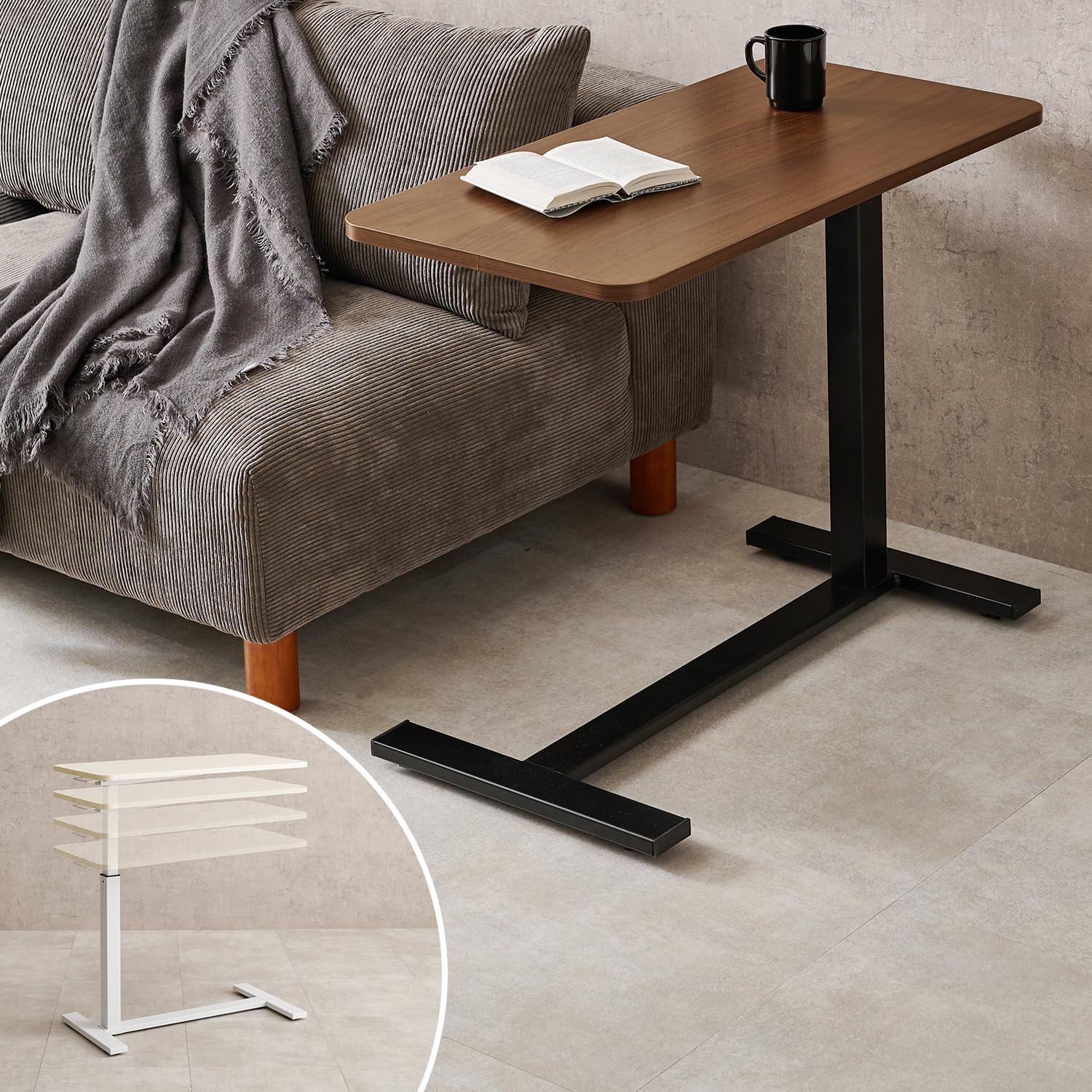 Amazon | 萩原 サイドテーブル 昇降式 介護テーブル 幅80 cm 隠し
