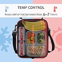 Vista 4 de Tirrinia Lonchera aislante expandible para hombres y mujeres, lonchera reutilizable a prueba de fugas para niños y adultos con correa