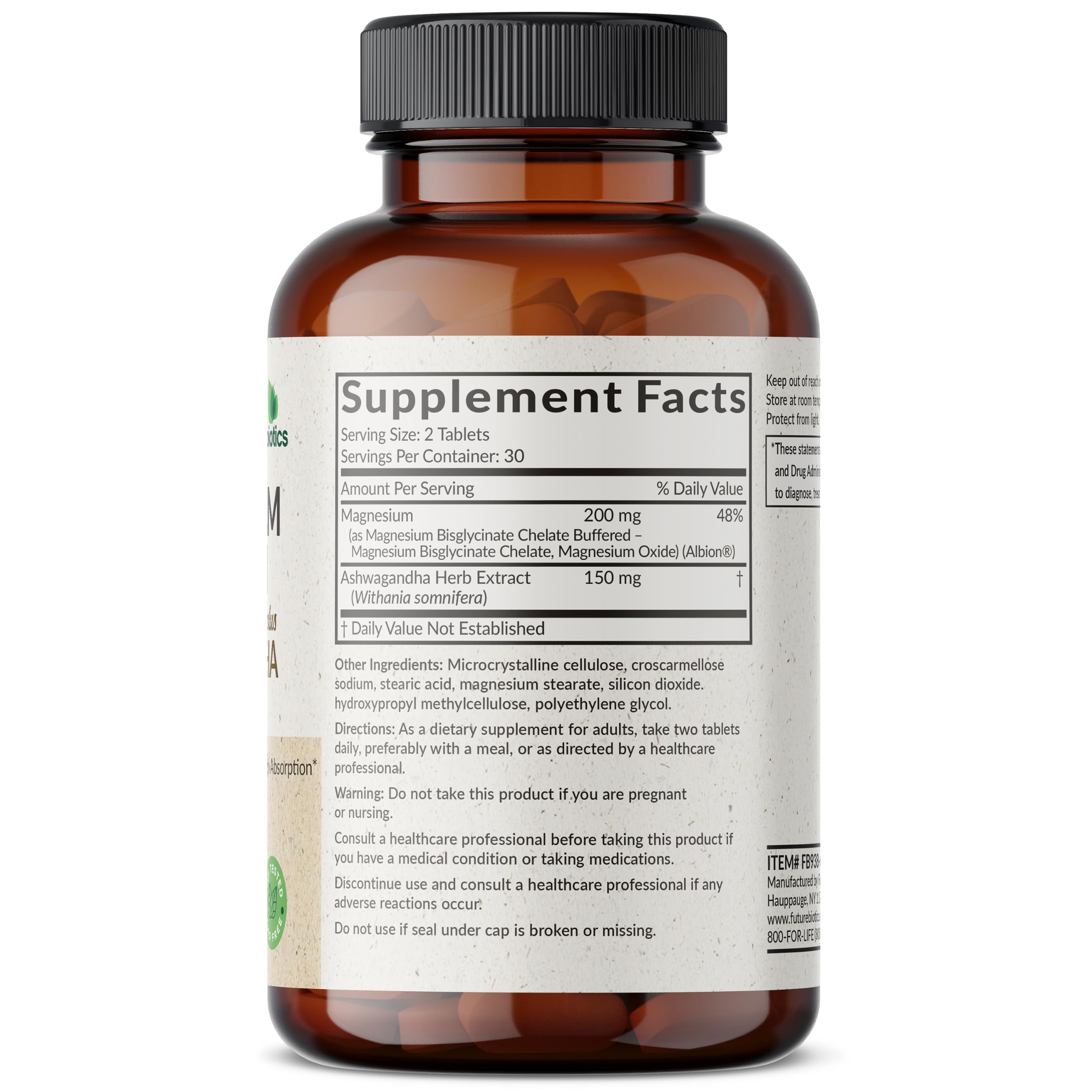 Futurebiotics Magnesium Glycinate + Ashwagandha, 60 Tablets — Amazon image 2