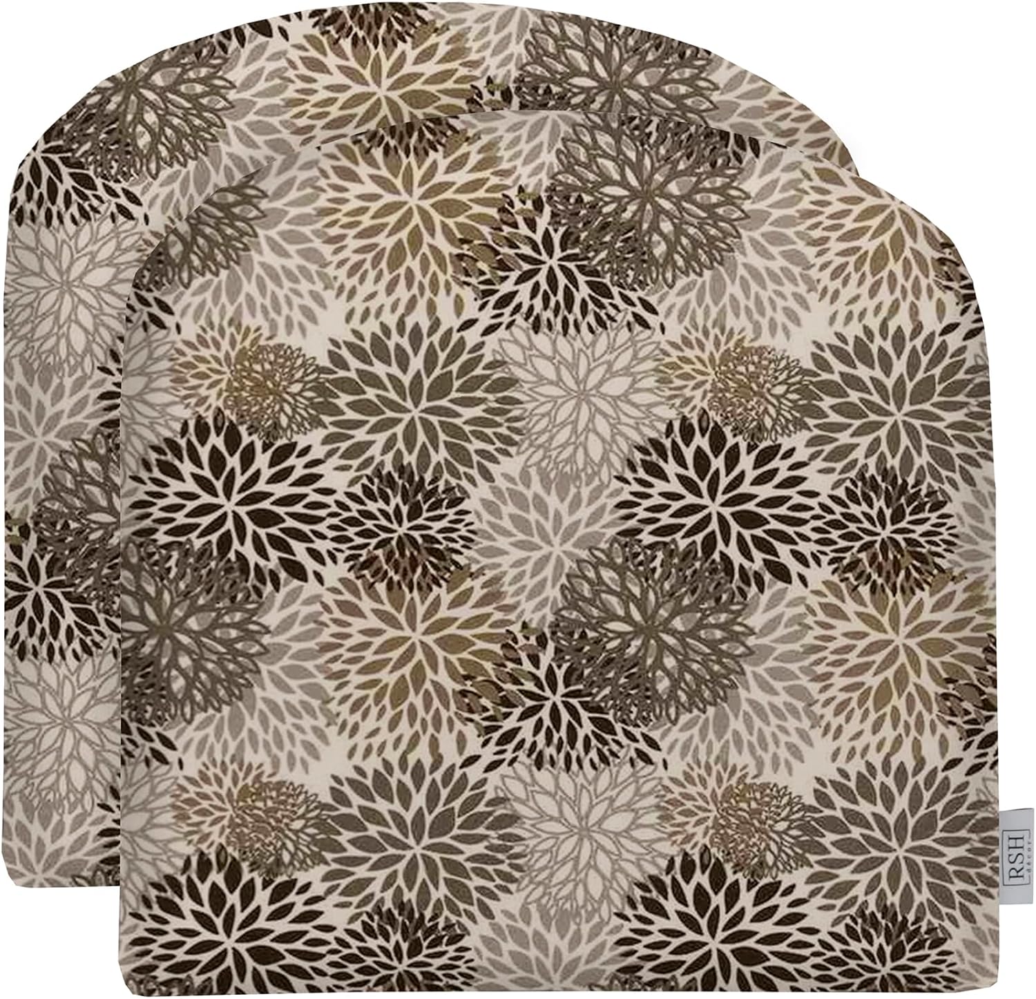 RSH DECOR: Foam U-Shape Wicker Seat Cushions Set of 2 | 19” x 19” | Water-Resistant Spun Fabric | Outdoor Chair Cushions for Patio Furniture | Blooms Matte Black Floral