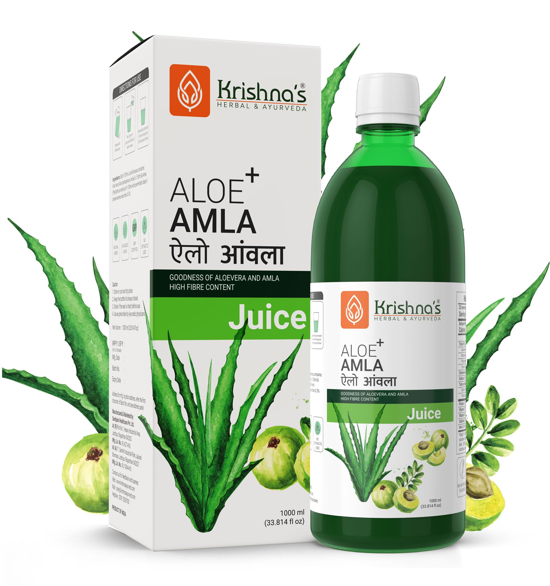 Krishna's Aloe Vera Amla Mix Juice - 1000 ml | A Perfect Mix for Healthy Skin-image-21