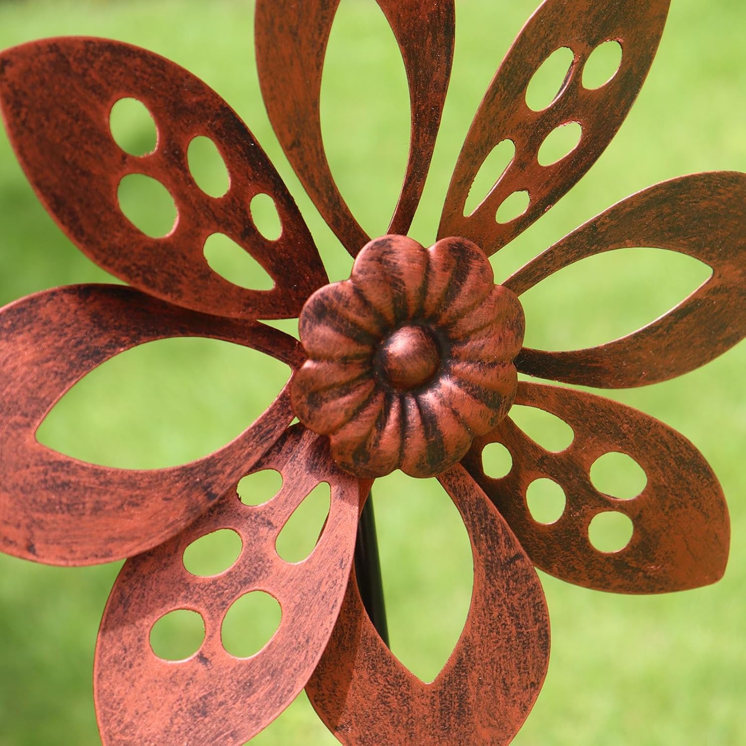 Outdoor Garden Wind Spinner Metal Yard Decorative Petal Kinetic Sculpture Classic Vintage 48x10 Inch image 3