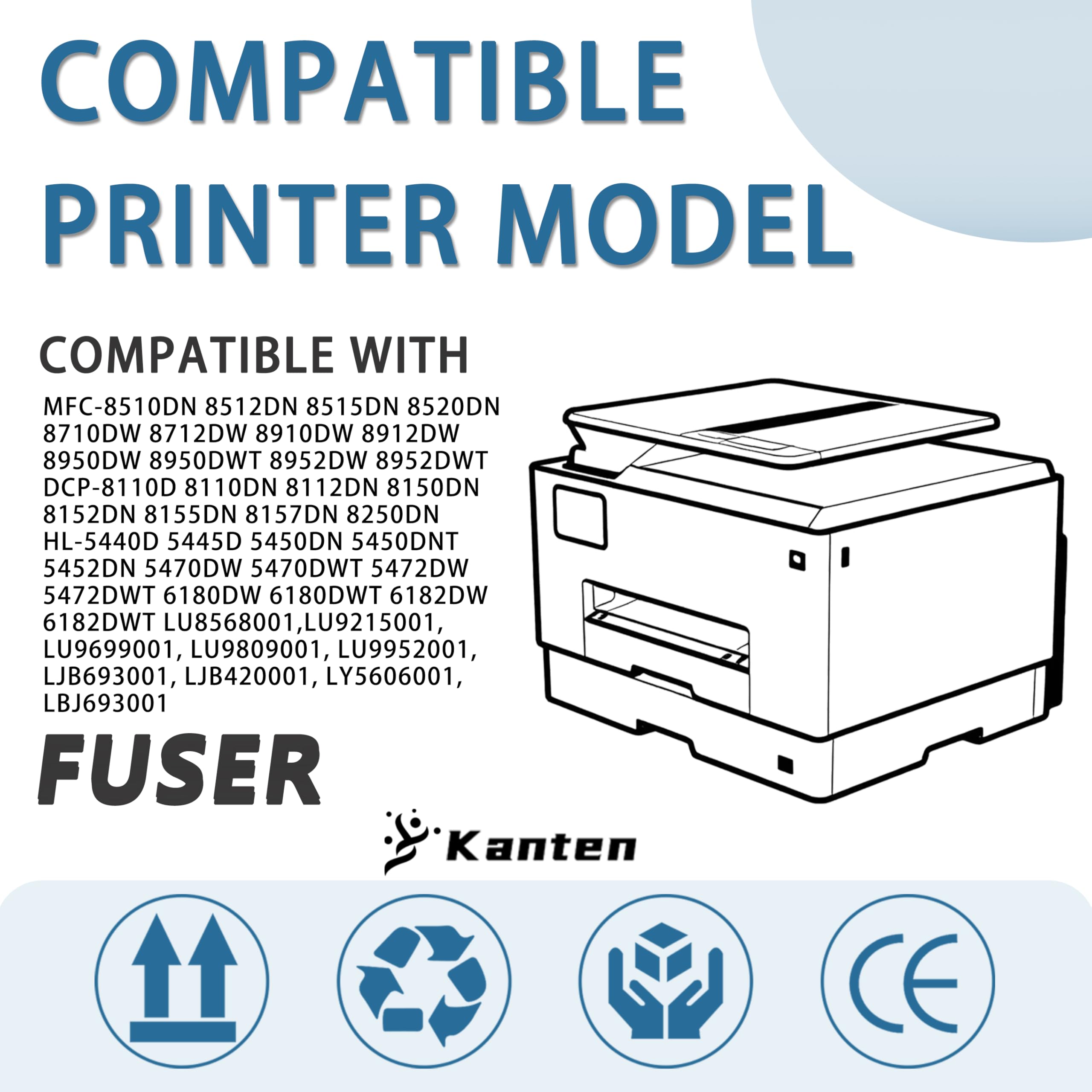 LU8568001 Fuser Compatible for MFC-8950DW MFC-8710DW DCP-8110DN DCP-8155DN HL-5440D HL-5450DN HL-5470DW HL-6180DW MFC-8510DN MFC-8910DW MFC-8810DW Laser Printer