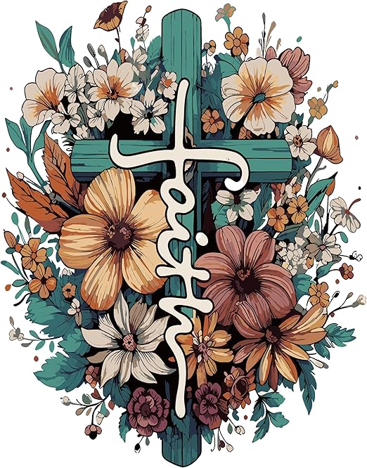 Cross Flower Paint by Numbers Kit for Adults Beginner,DIY Easy Adult Paint by Numbers Cross Flower,by Number Without Frame Home Wall Decor 12 x 16 in