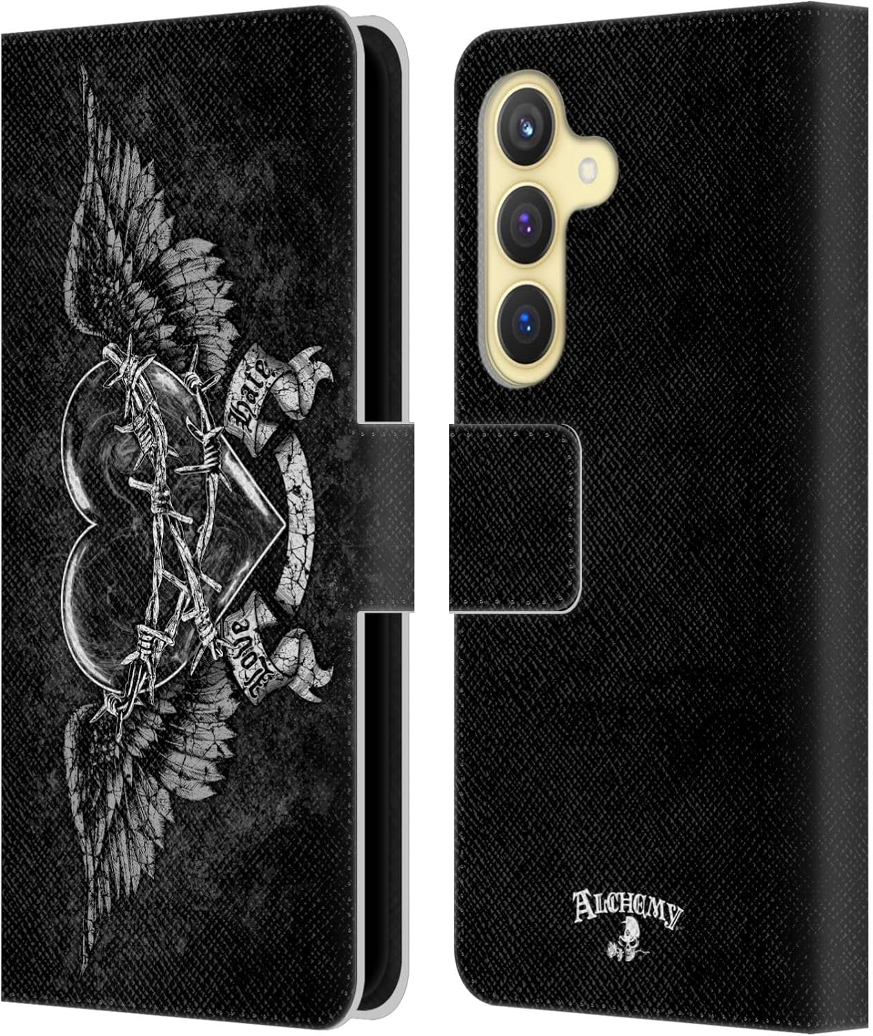 Head Case Designs Officially Licensed Alchemy Gothic Inked Wing Leather Wallet Case Compatible with Samsung Galaxy S24 5G
