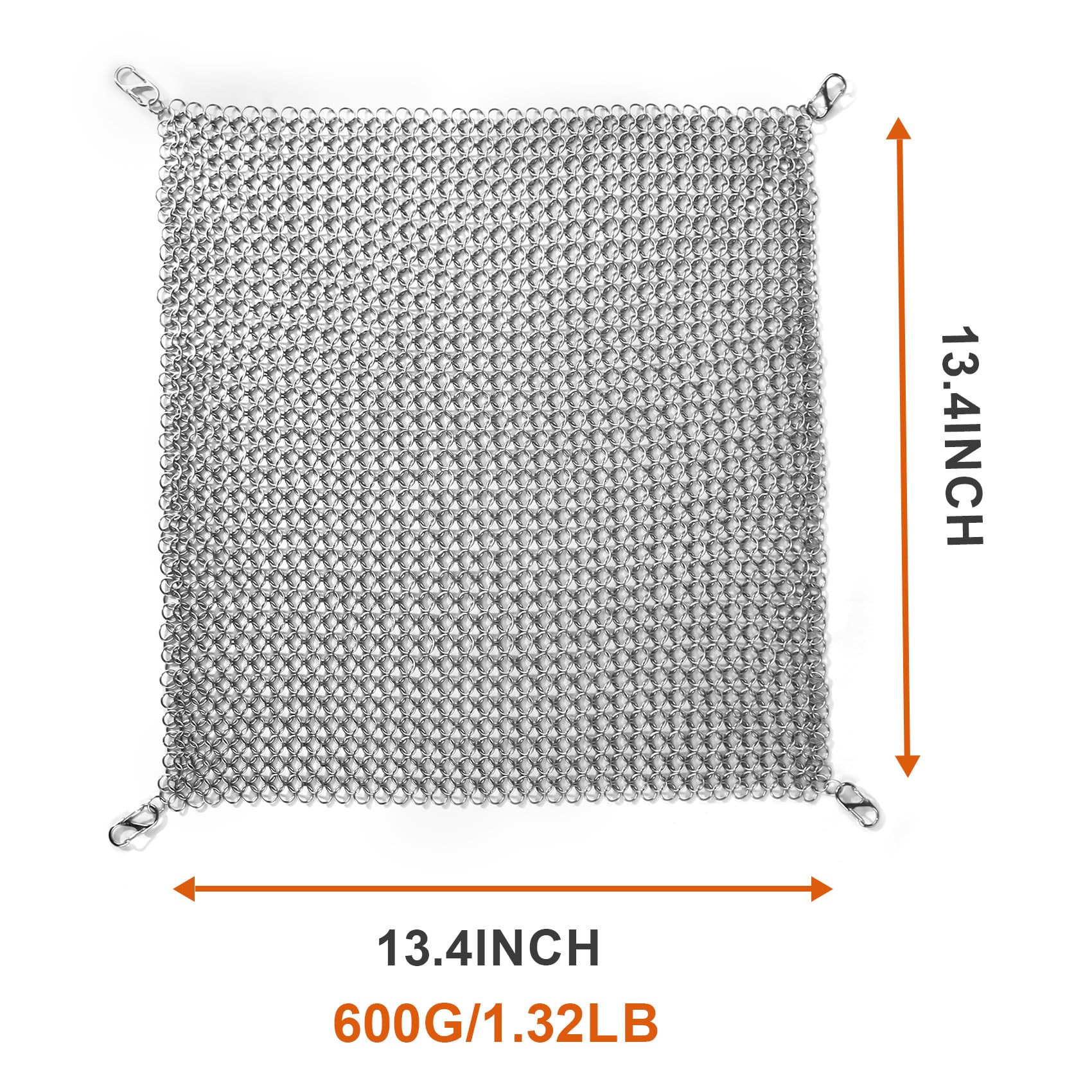 OARSE Sous Vide Weight Sinker Stainless Steel Sous Vide Accessory Kit Cooking Mesh Net Includes 4 Clips Chainmail Food Weights Mesh Prevent Undercooked Food - 13.4 inch X13.4 inch - Image 2