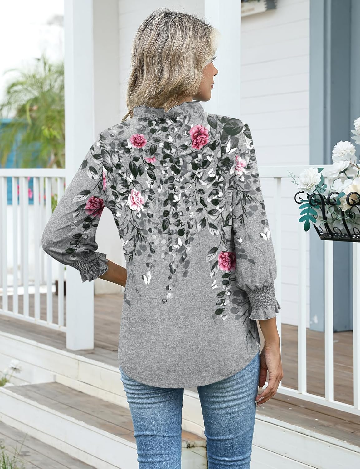 Kistore Tops for Women Dressy Casual 3/4 Length Sleeve Blouses with Pleated Cuffs 2026 Trendy Shirts - Image 5