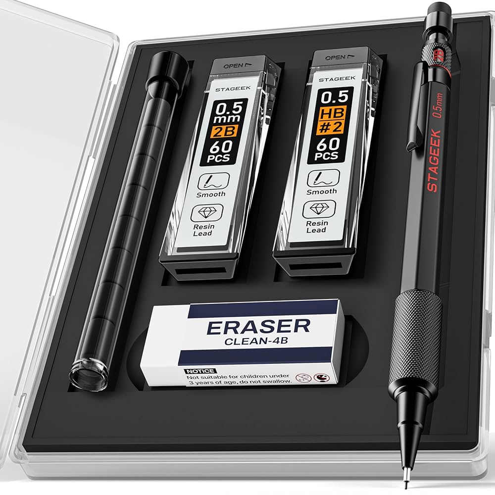 Amazon.co.jp: STAGEEK 高級金属製シャーペンセット 0.5mm 製図