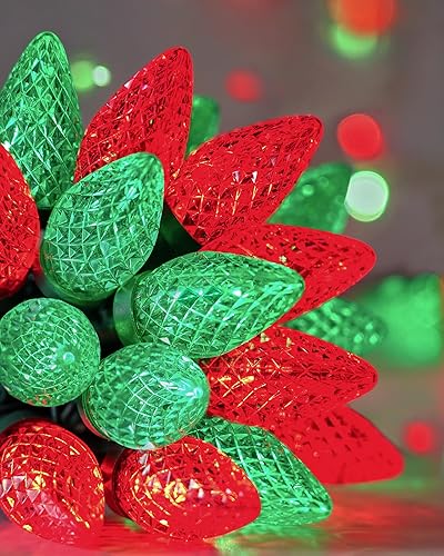 SURAIELEC Tira de luces LED C9 de Navidad para exteriores, 68 pies, 100 LED, extensible, decorativa, interior y exterior, para casa, árboles,