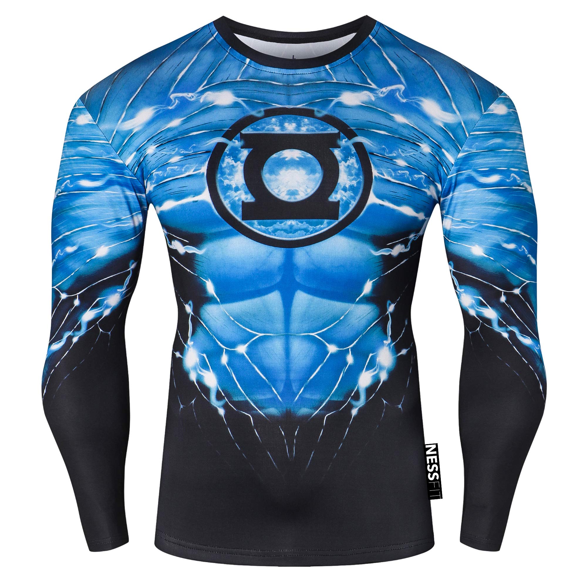 Nessfit Superhero Mens Activewear - Superhero Gym top - Base Layer for Fitness Training - Breathable(Superhero 8, Large)