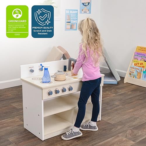 Miniatura 6 de Angeles, AG1092, cocina combinada para niños pequeños, blanco, muebles de guardería para niños, guardería y sala de juegos, actividades de