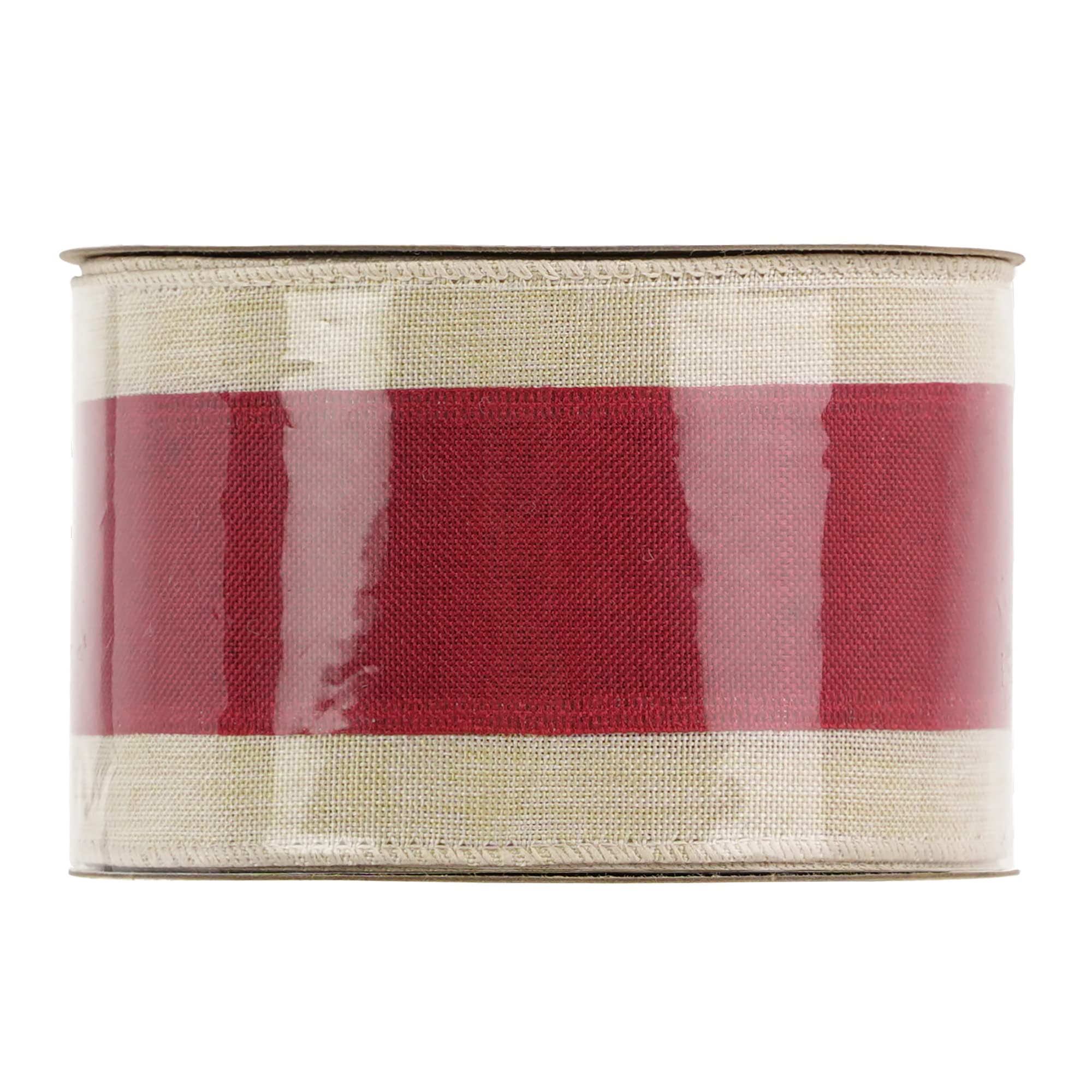 MEEDEE Cinta de arpillera roja de 2.5 pulgadas con borde blanco (10 yardas)