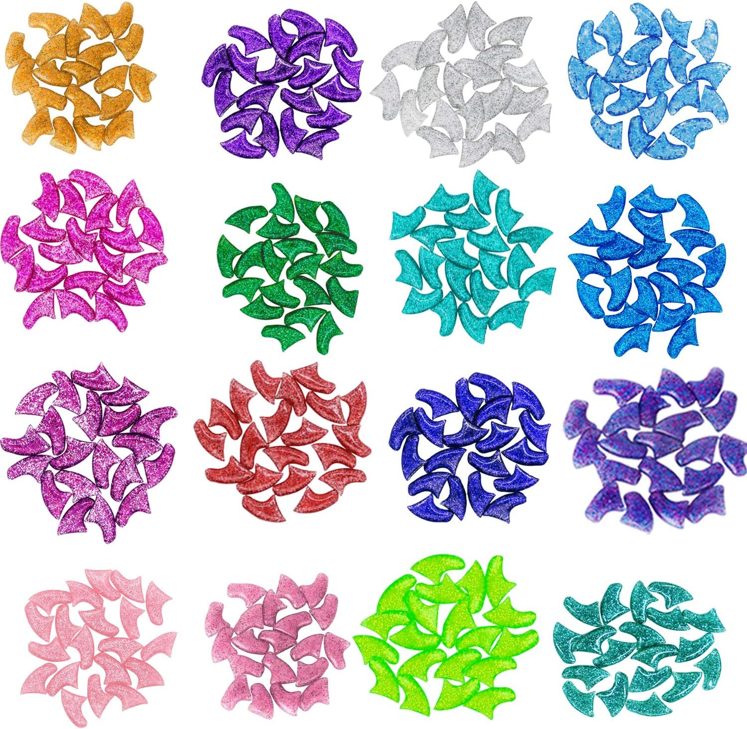 VICTHY 10 Colors | 100pcs Cat Nail Caps Glitter Cat Claw Caps Kitten Caps with Adhesives and Applicators (M)