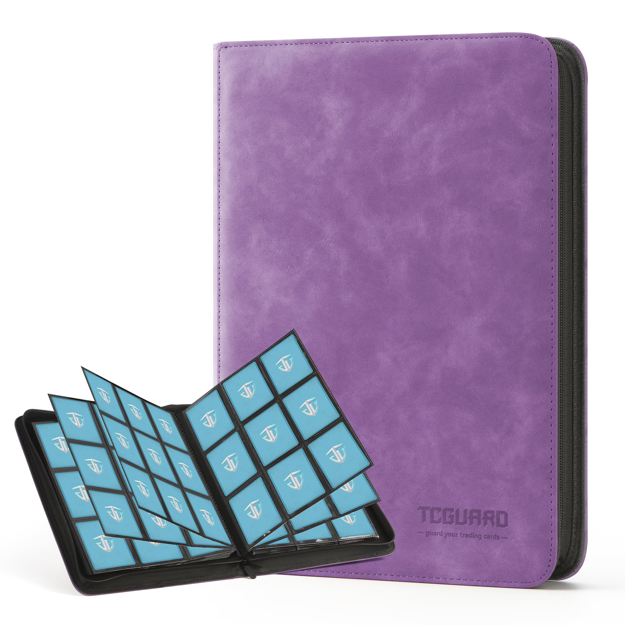 Trading Card Binder, 9 Side Loading Pocket Card Album Hold Up to 540 Cards, Zipper Binder for Cards Collection, TCG Card Holder for Game Card, Sports Card, Yugioh, MTG etc.(Purple)