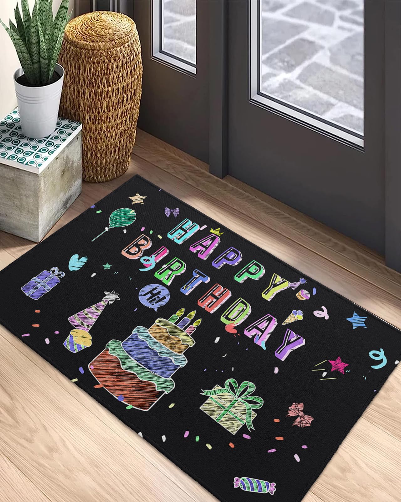 Amazon.com: Indoor Outdoor Mats, Happy Birthday Cake Balloons and