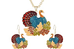 2 Pieces Turkey Enameled Pendant Necklace Dangle Earrings Set