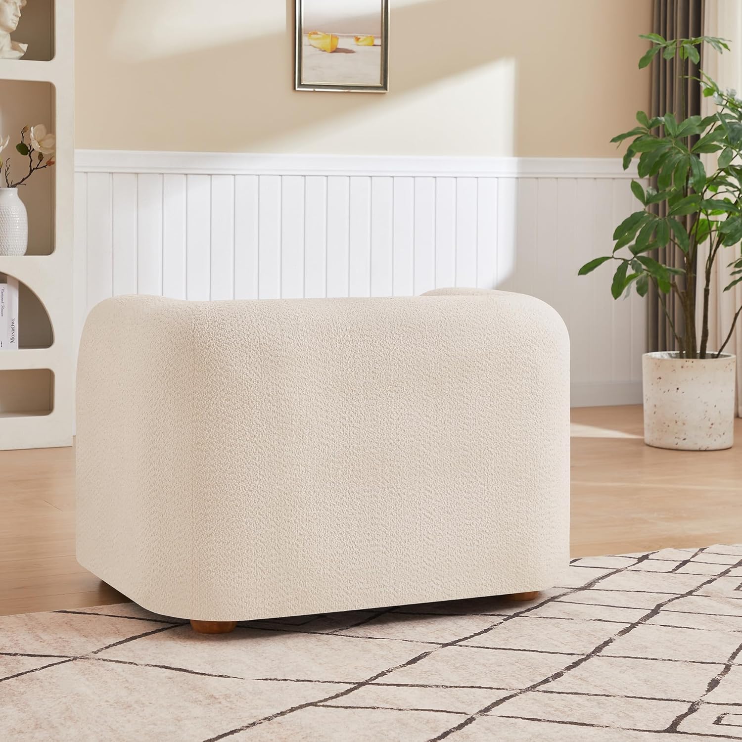 40" Modern Accent Chair Reading Chair Oversized Barrel Chairs for Living Room Bedroom Apartment (1, Khaki)