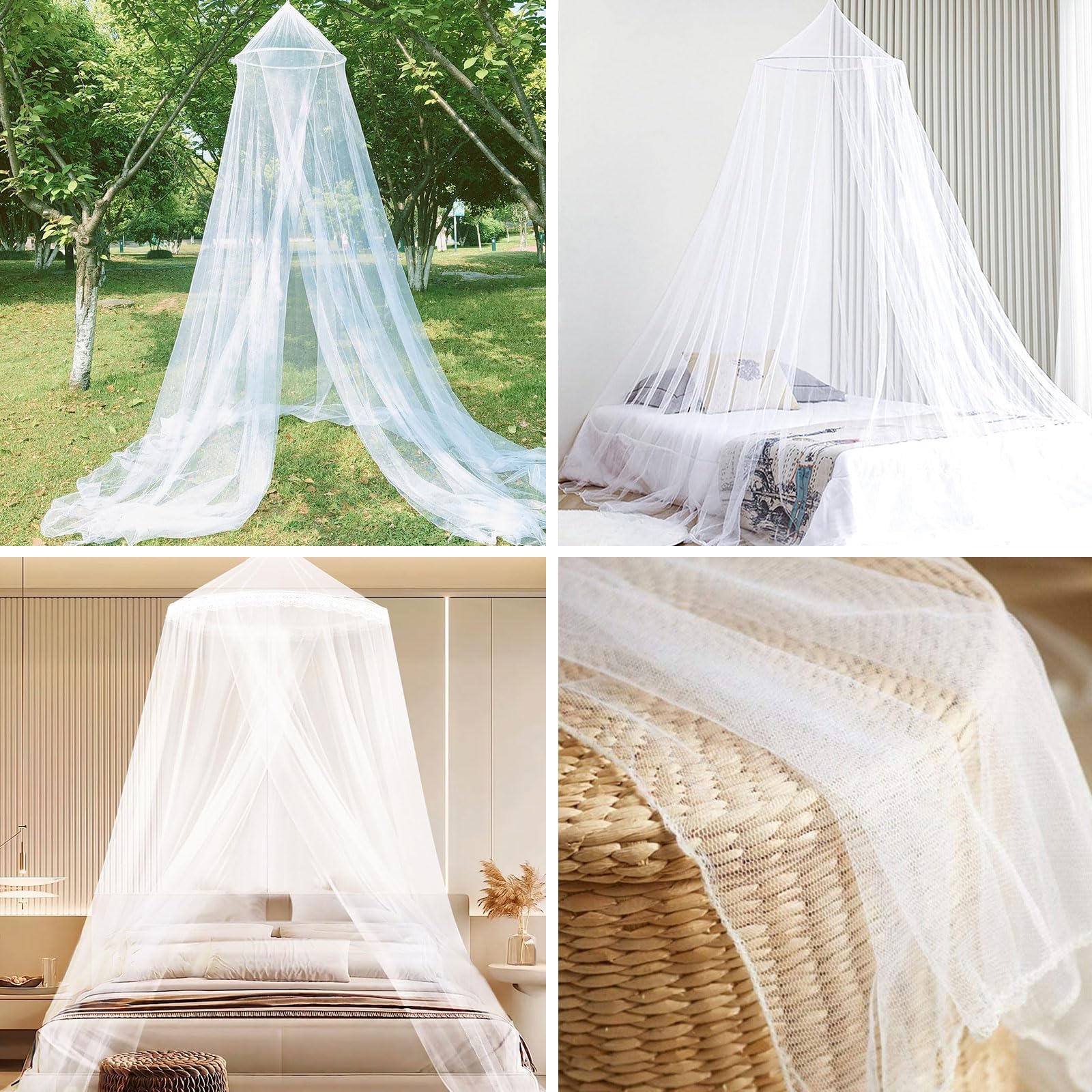 Moustiquaire de Lit Universelle, Auvent et Ciel de Lit pour Lits Simples et Doubles, Installation Rapide, Idéale pour la Chambre et Le Voyage