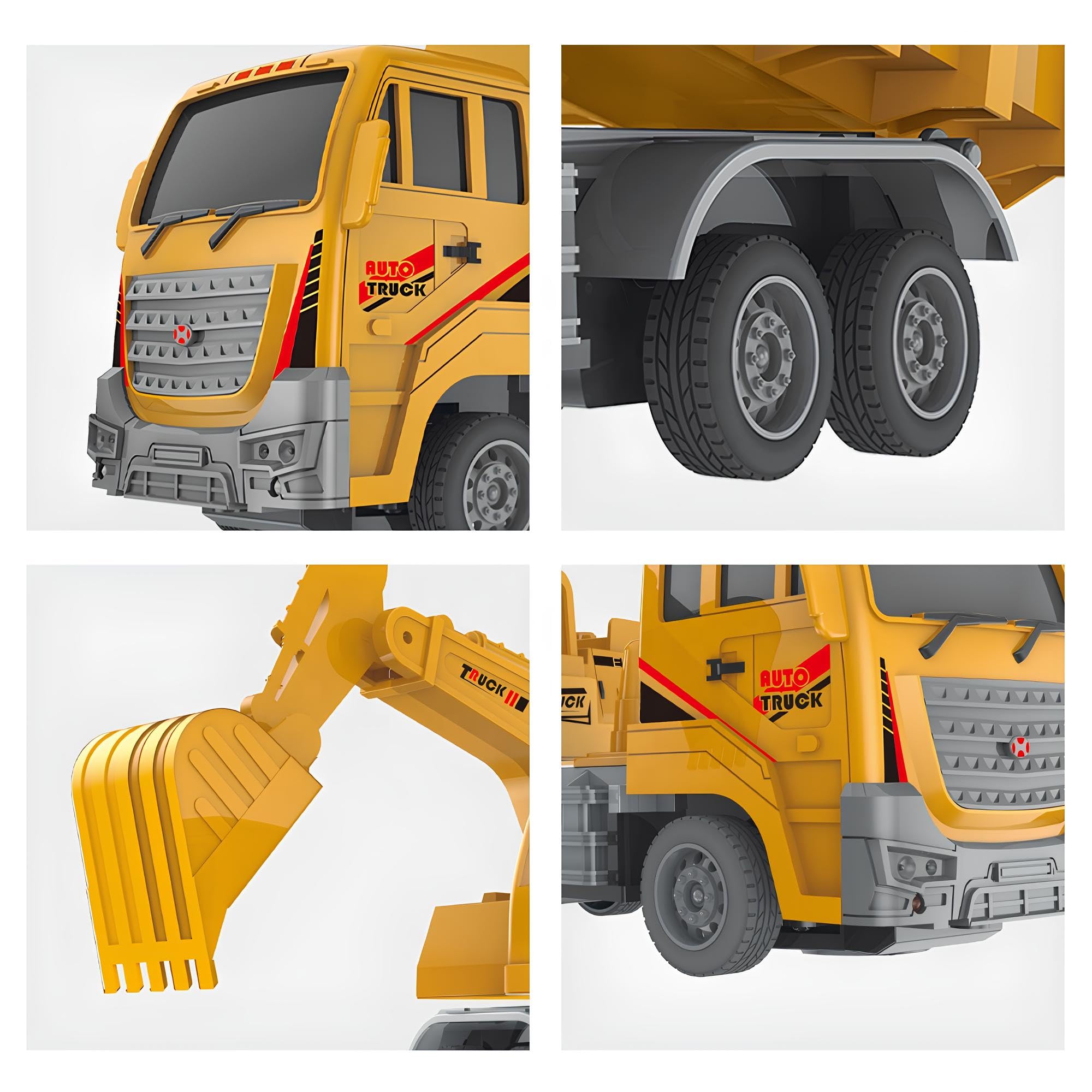 Camion Telecomandato Giocattolo con Luci Cantiere Betoniera Camion Ribaltabile Gru Ruspa Scala 1:16 Mezzi Lavoro Radiocomando Veicolo Costruzione RC Bambini Autoribaltabile Auto Carro,SOGGETTO CASUALE