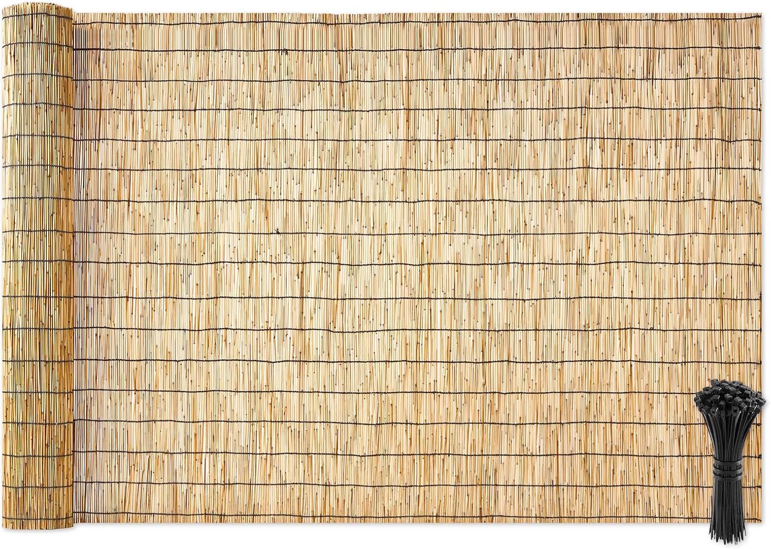 VEVOR Natural Reed Fencing, 4 ft x 16.4 ft, Decorative Natural Reed Fencing Roll, Decorative Fence for Backyard Garden Divider, Privacy Screen Panel Curtain for Balcony Patio Garden Backyard Outdoor