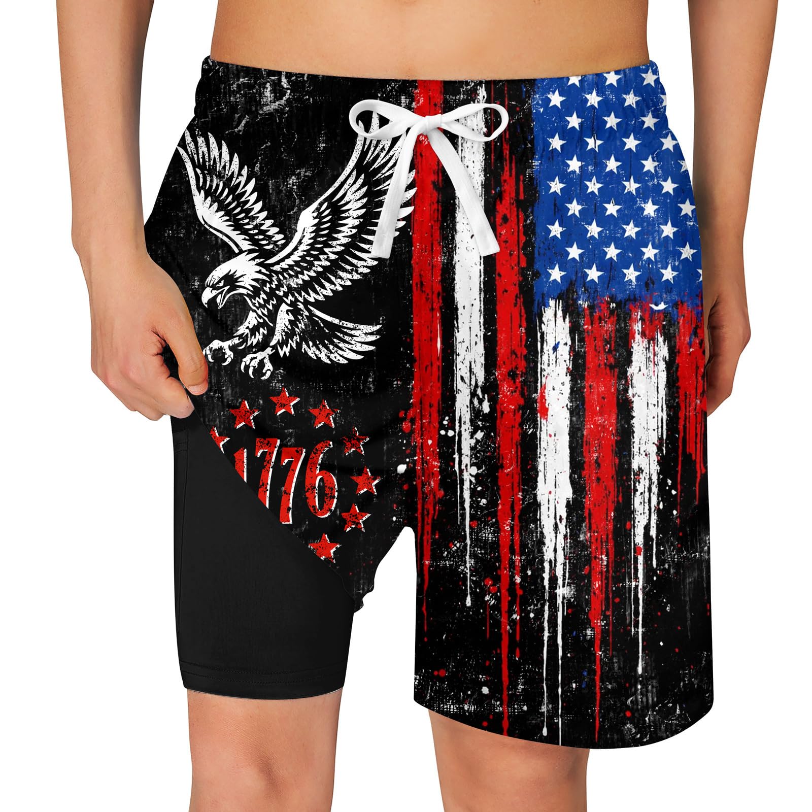 Cozople Boys Swim Trunks with Compression Liner Quick Dry Bathing Suit