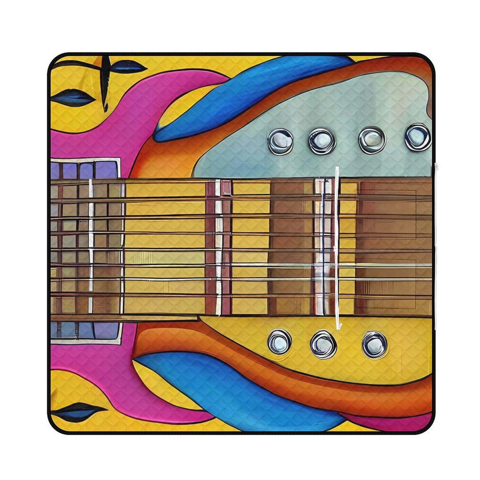 Couverture de pique-nique pliable motif guitare tapis de camping imperméable