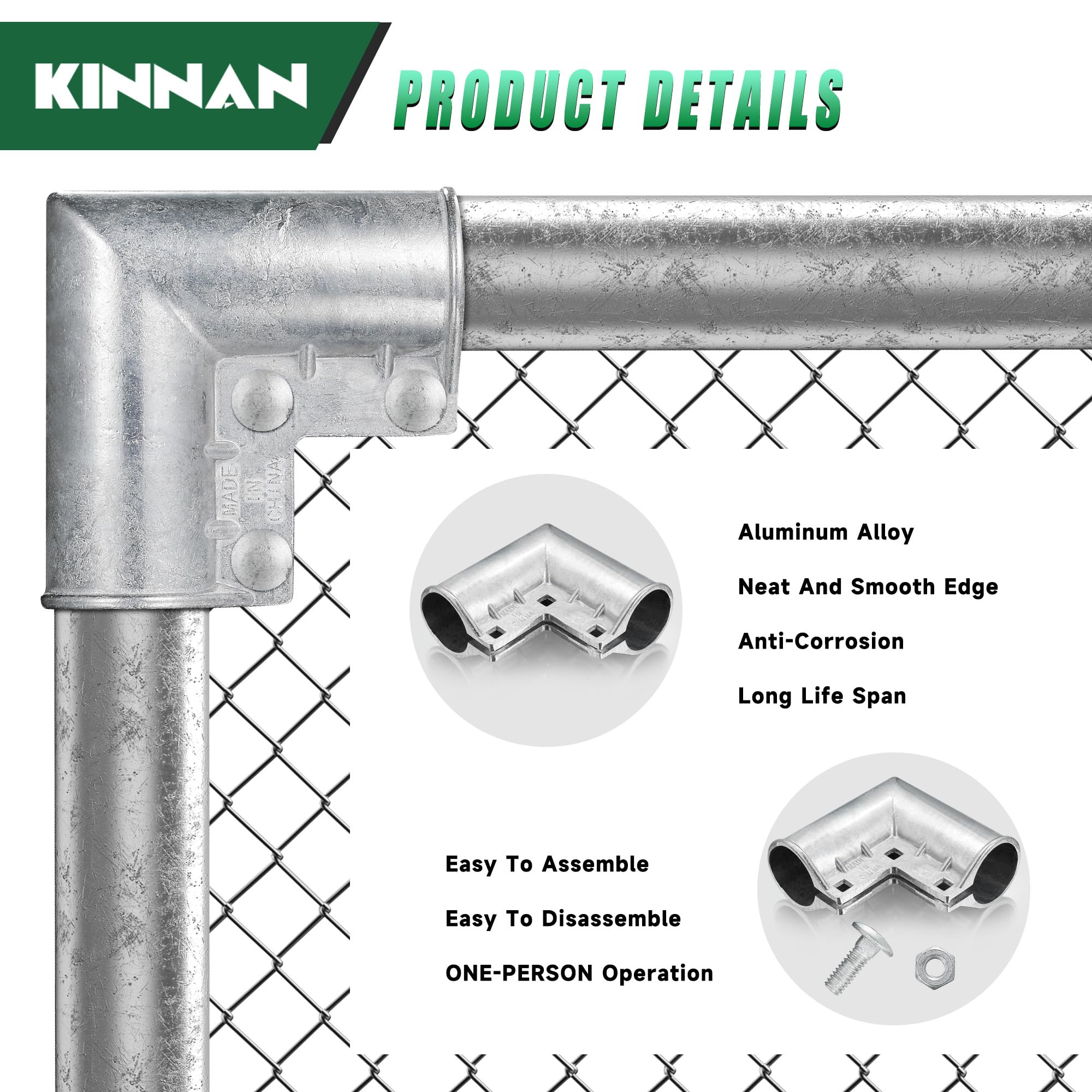 Amazon.com: Aluminum Chain Link Fence Gate Corners,Chain Link Fence Parts,  Gate Elbow for 1-3/8