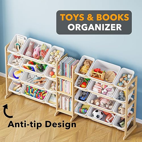 Miniatura 4 de SpaceAid Organizador grande de almacenamiento de juguetes con 24 contenedores y 3 estantes, organizador de juguetes, estantería de almacenamiento,