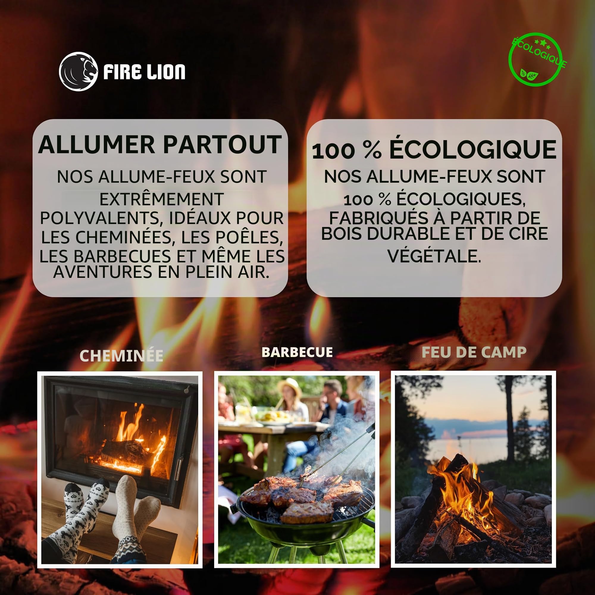 Jusqu'à 960 Cubes Allume-feu pour cheminée, Barbecue et Four – particulièrement Nombreux Allume-feu de qualité supérieure – 24 plaques d'allumage de 32 ou 40 Cubes chacune – Produit végétal