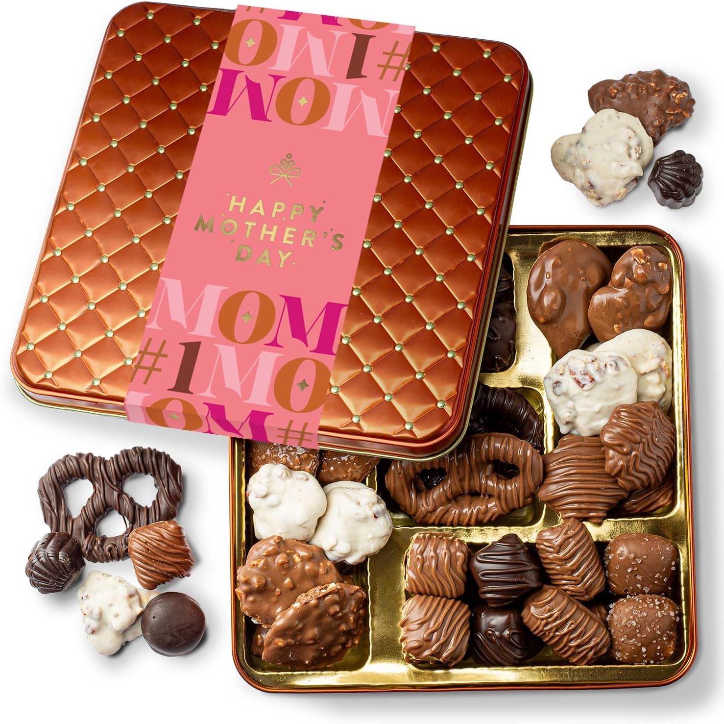 Mothers Day Chocolate Gift Basket, Food Gifts Arrangement Platter, Gourmet Snack Box, Mom, Her, Grandmother, Mother - Bonnie & Pop